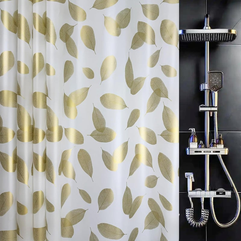TRIMENGO Plastic Shower Curtain Liner, Waterproof Printed PEVA Shower Curtain with Design, Gold Leaf Pattern, Rustproof Grommets, Standard Size 70x72 Bathtub Curtain for Bathroom (Pack of 1) - Image 1